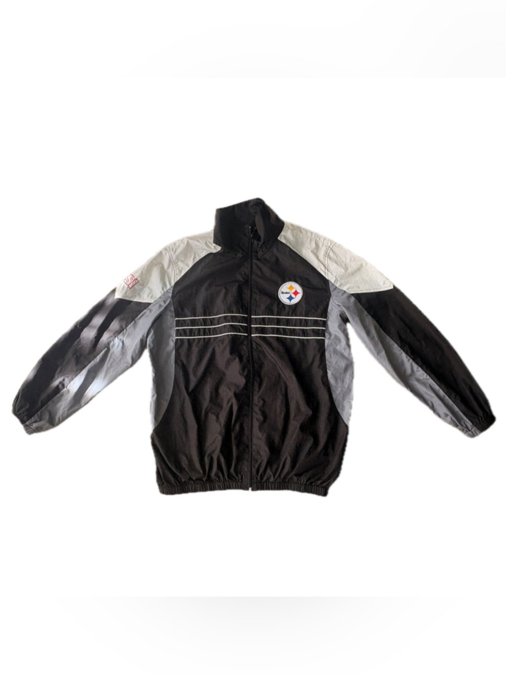 NFL Pittsburgh Steelers Black, Gray & White Windbreaker Jacket